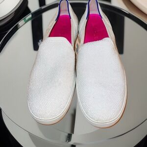 Rothy's The Original White Shoes Terry Cloth Round Slip On US 10 Casual Quiet